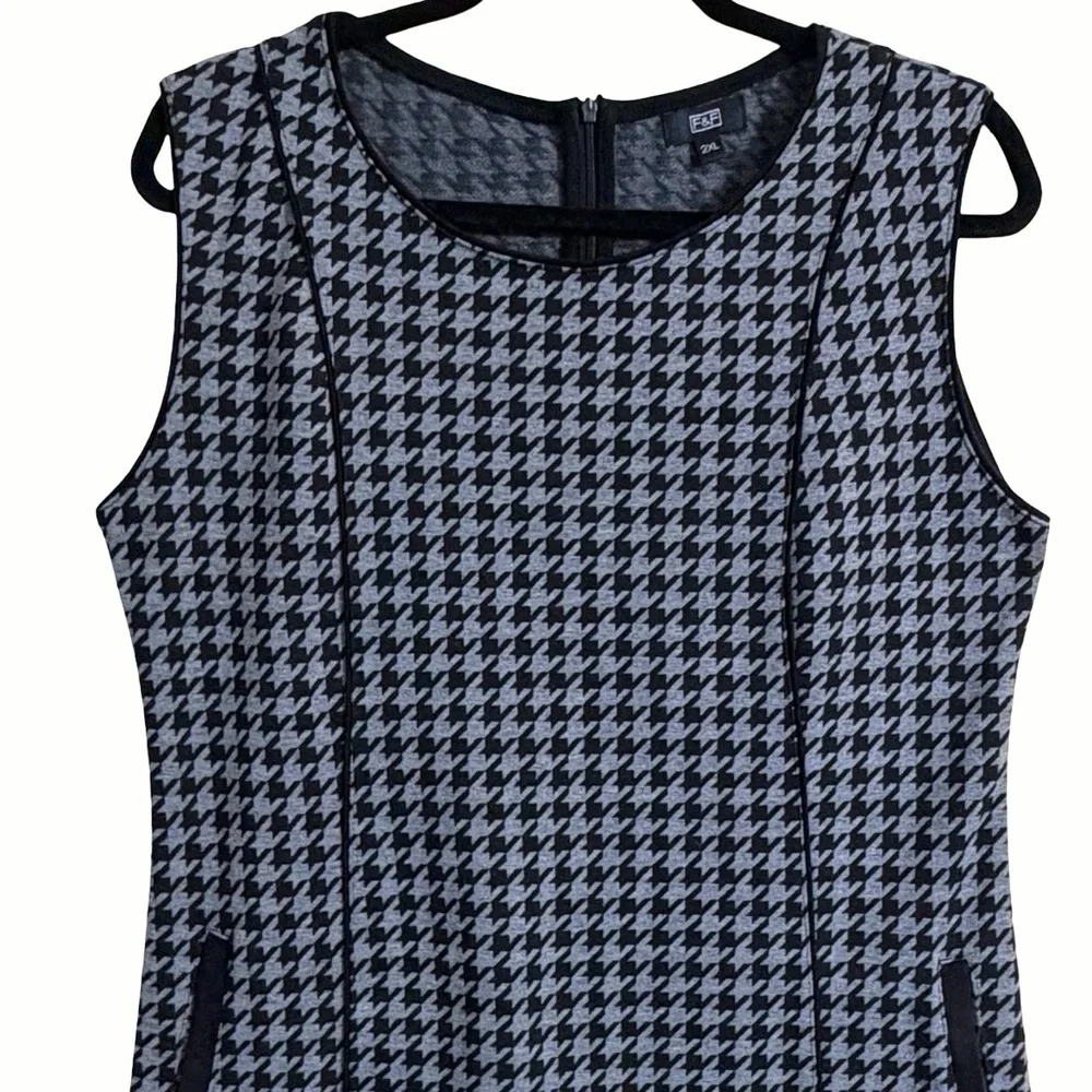 F&F Clothing Gray & Black Houndstooth Sleeveless Career Dress Size XXL - Picture 4 of 16